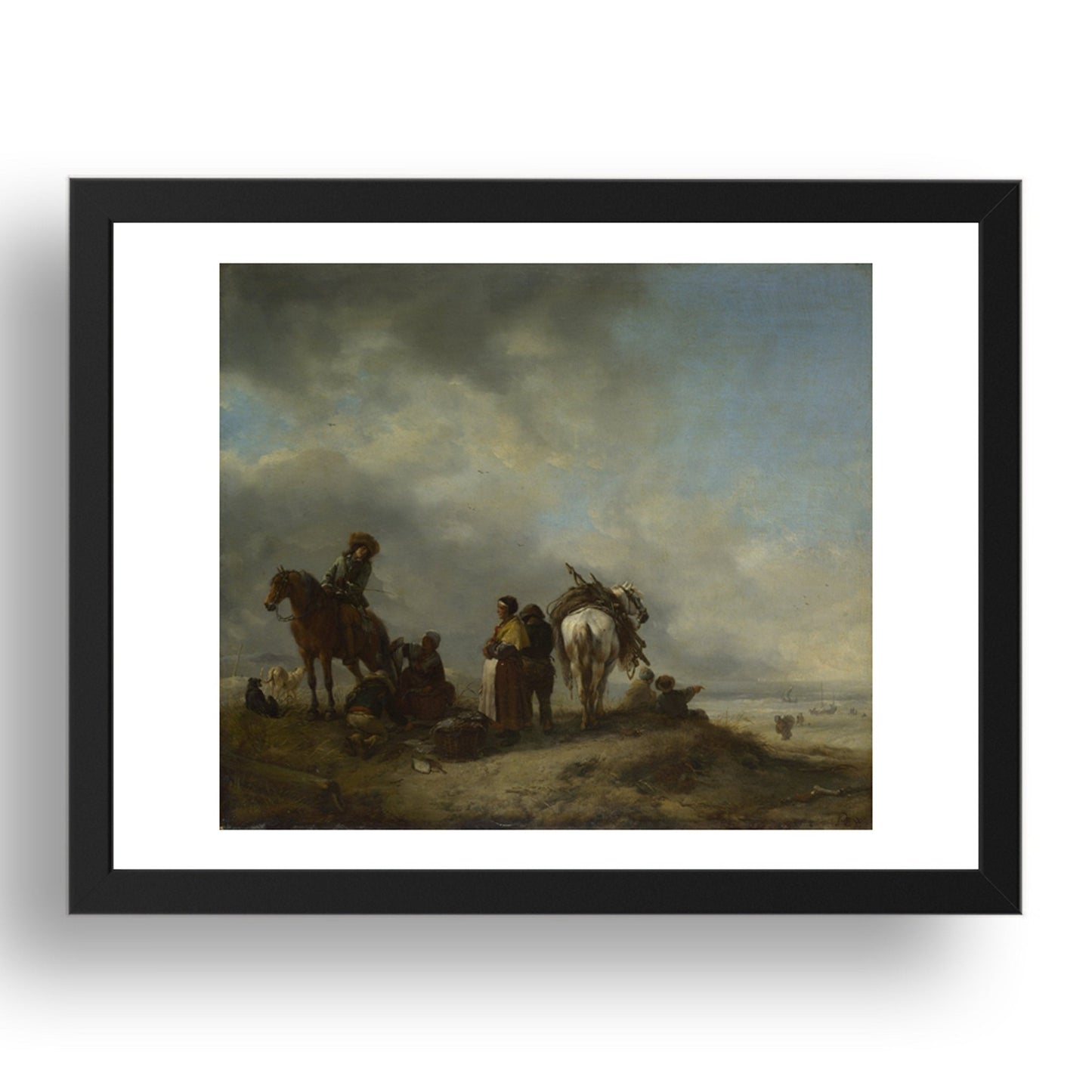 Philips Wouwermans: Seashore with Fishwives offering Fish, Poster in 17x13"(A3) Frame