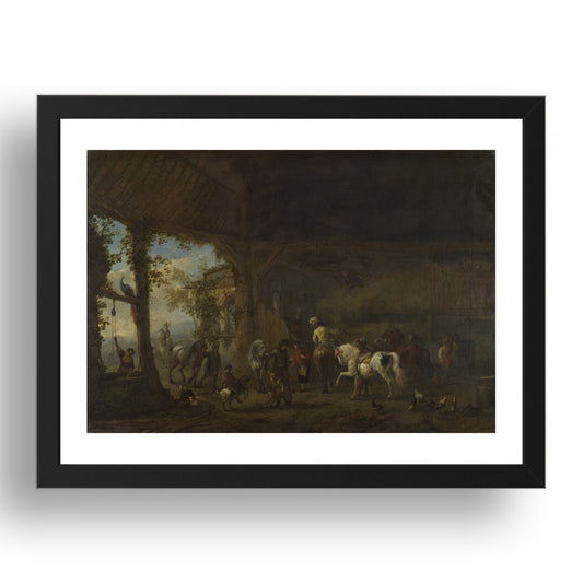 Philips Wouwermans: The Interior of a Stable, Poster in 17x13"(A3) Frame