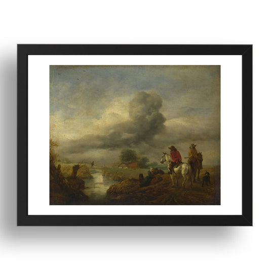 Philips Wouwermans: Two Vedettes on the Watch by a Stream, Poster in 17x13"(A3) Frame