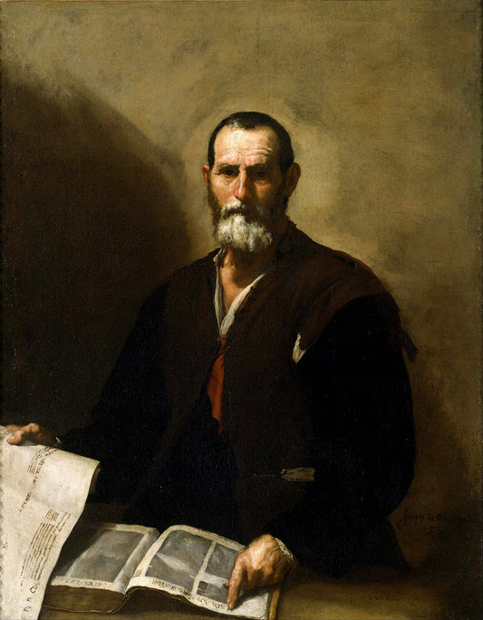 Philosopher Crates, vintage artwork by Jusepe de Ribera, 12x8" (A4) Poster