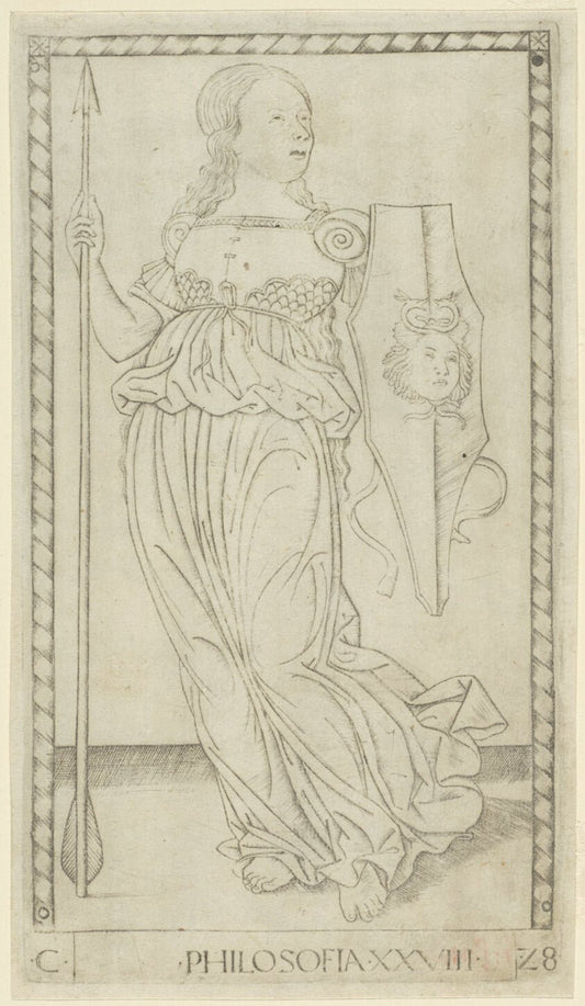 Philosophy, plate 28 from Arts and Sciences by  Master of the E-Series Tarocchi, 23x16"( A2 size) Poster Print