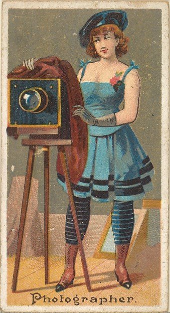 :Photographer from the Occupations for Women series for Old Judge and Dogs Head Cigarettes 1887, vintage artwork, 16x12"(A3) Poster Print