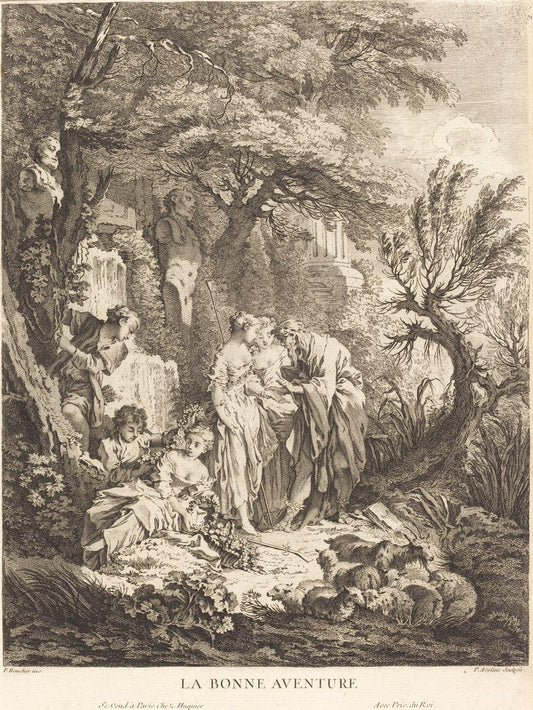 Pierre-Alexandre Aveline after François Boucher:La Bonne Ave,16x12"(A3) Poster