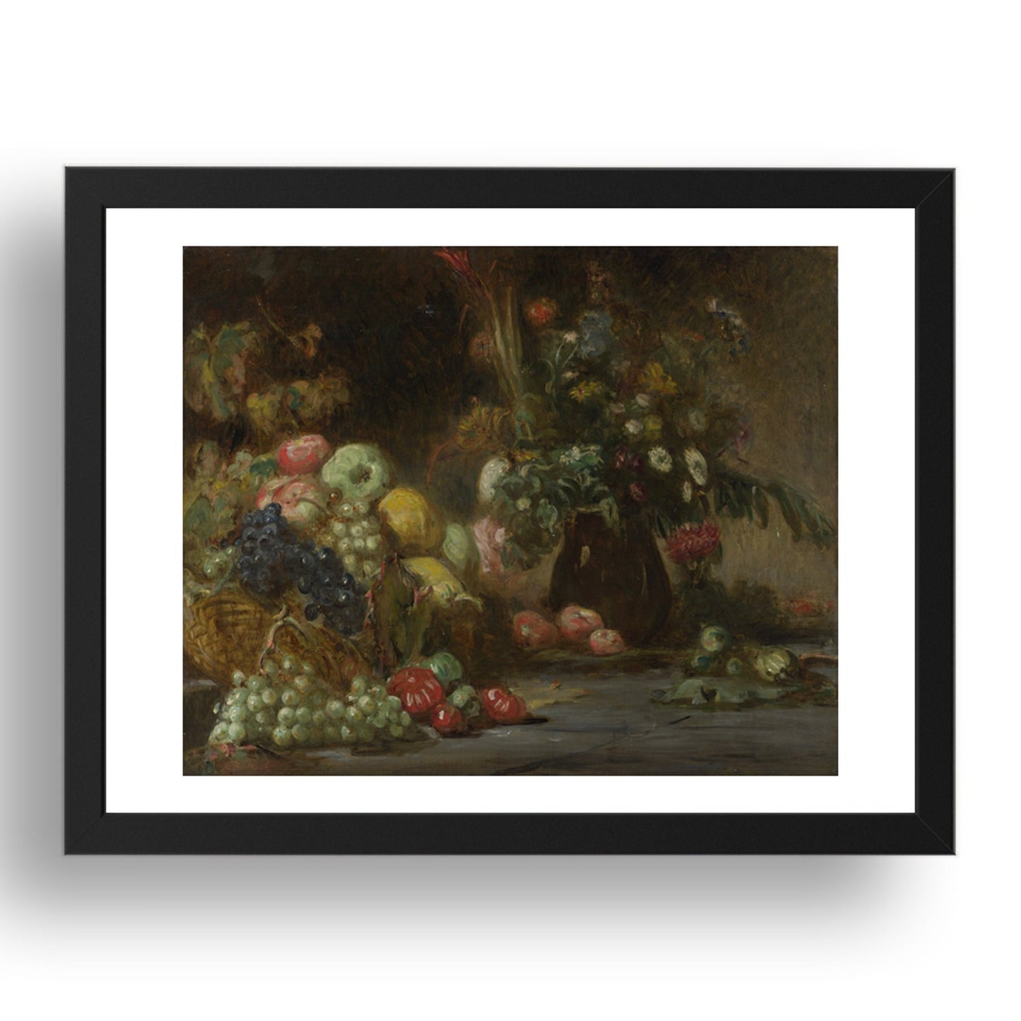 Pierre Andrieu: Still Life with Fruit and Flowers, Poster in 17x13"(A3) Frame
