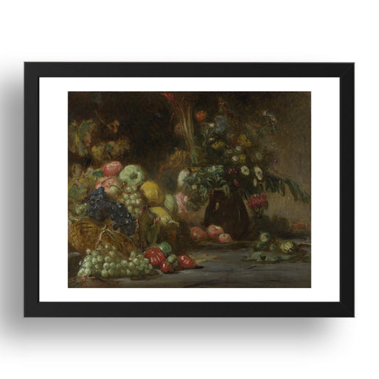 Pierre Andrieu: Still Life with Fruit and Flowers, Poster in 17x13"(A3) Frame