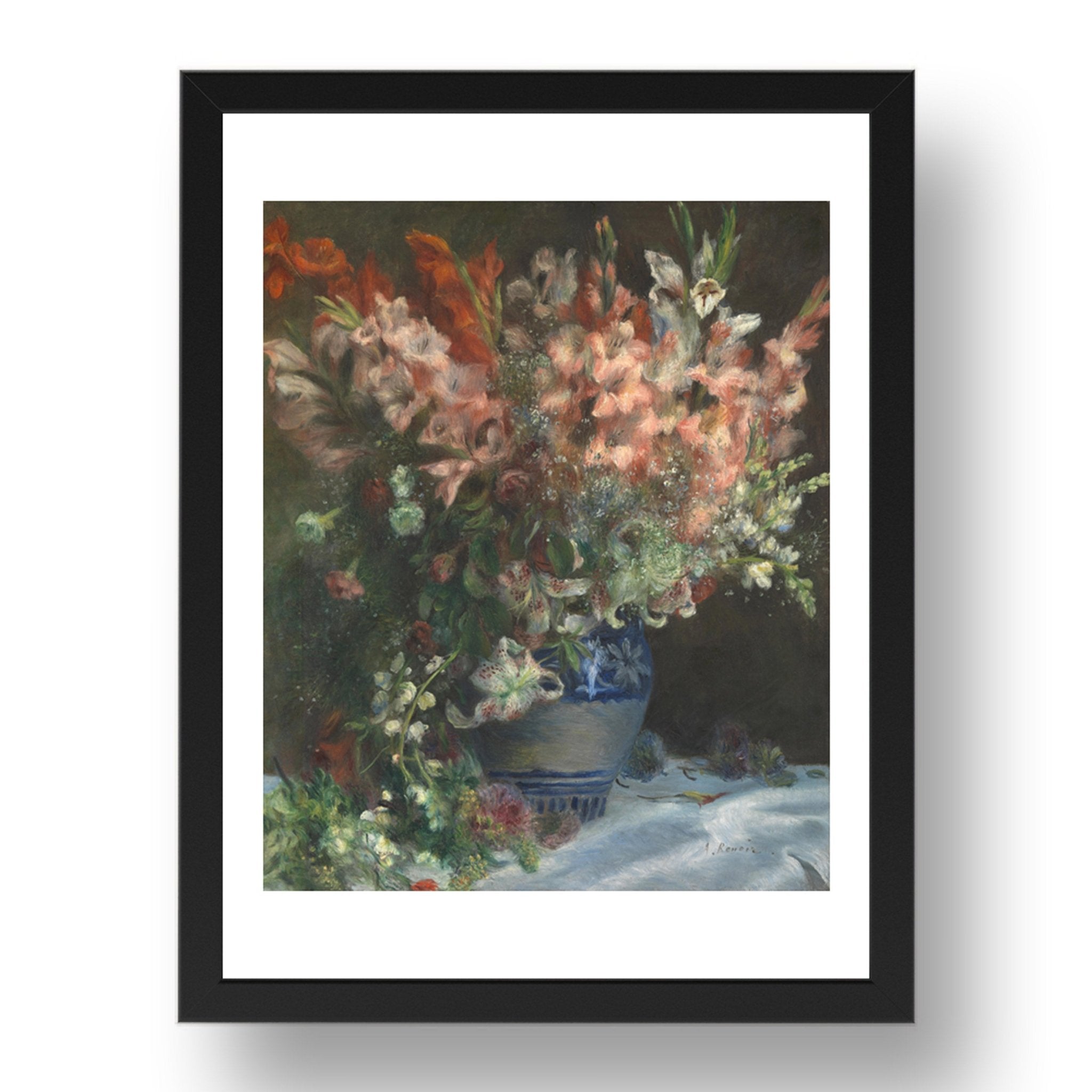 Pierre Auguste Renoir: Gladioli in a Vase, Poster in 17x13"(A3) Frame