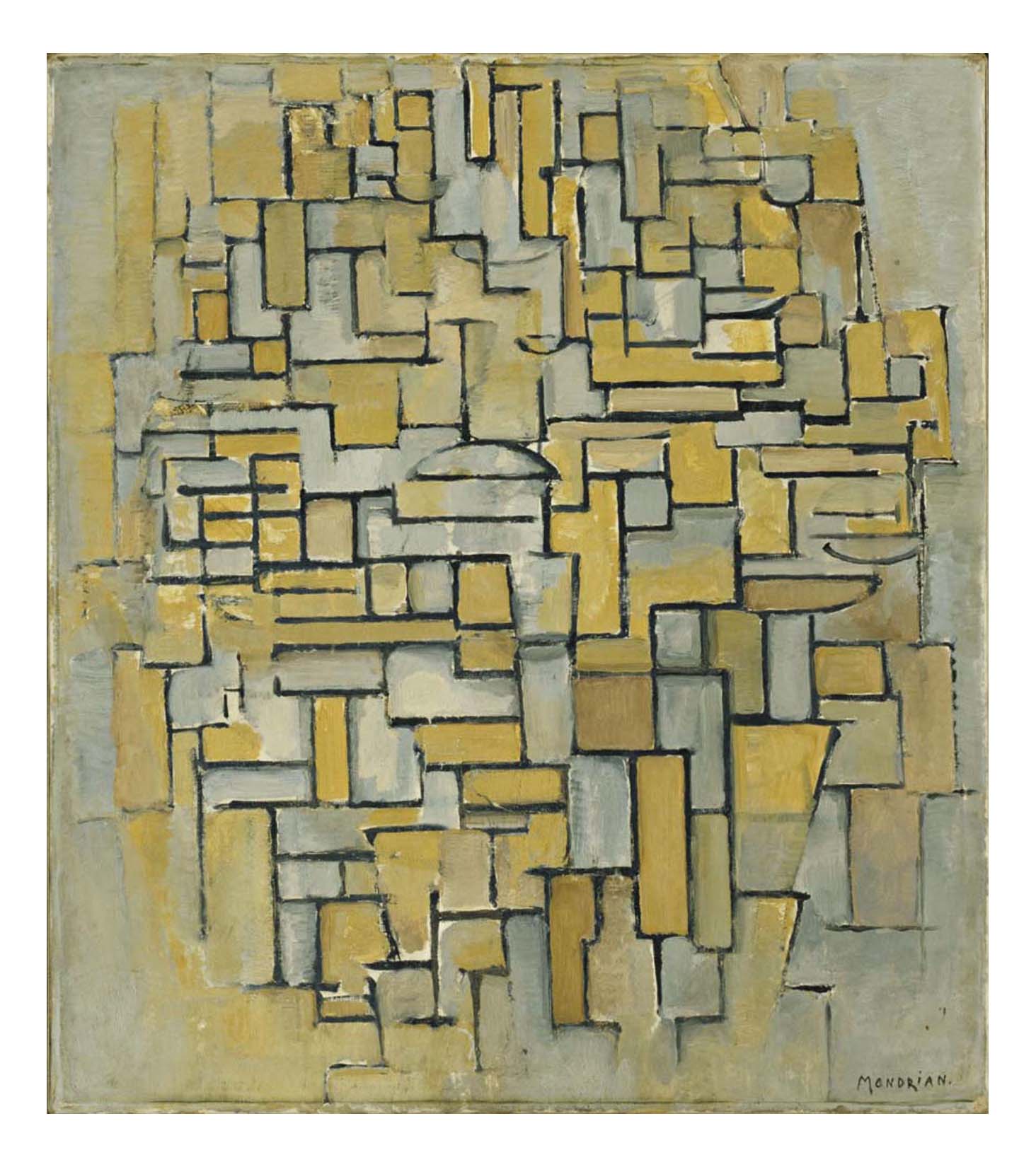 Piet Mondrian - Composition in Brown and Gray, 16x12" (A3) Poster Print