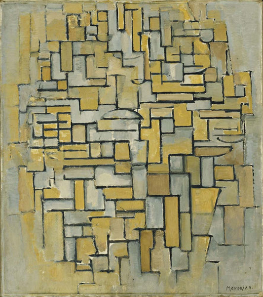 Piet Mondrian - Composition in Brown and Gray, vintage art, modern poster print