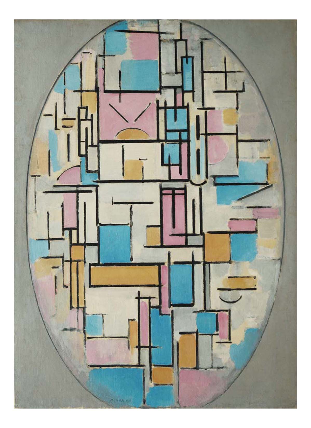 Piet Mondrian - Composition in Oval with Color Planes 1, 16x12" (A3) Poster Print