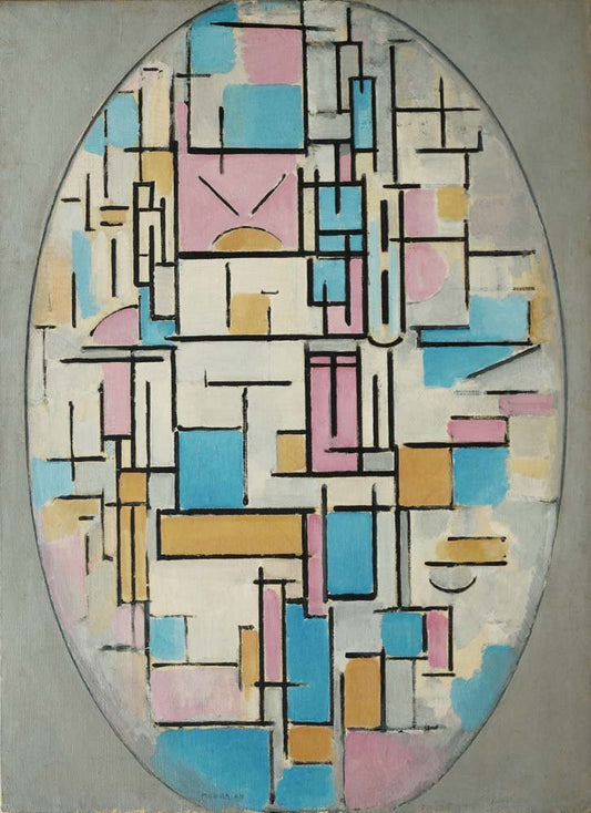Piet Mondrian - Composition in Oval with Color Planes 1, vintage art, modern poster print