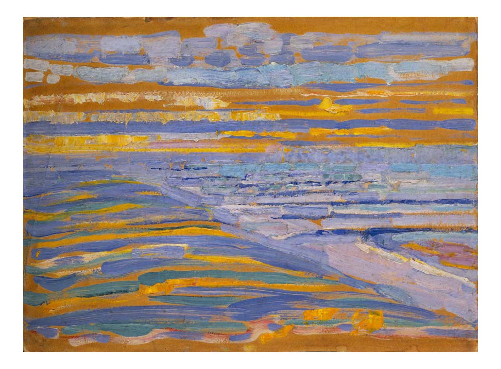 Piet Mondrian - View from the Dunes with Beach and Piers, Domburg, 16x12" (A3) Poster Print