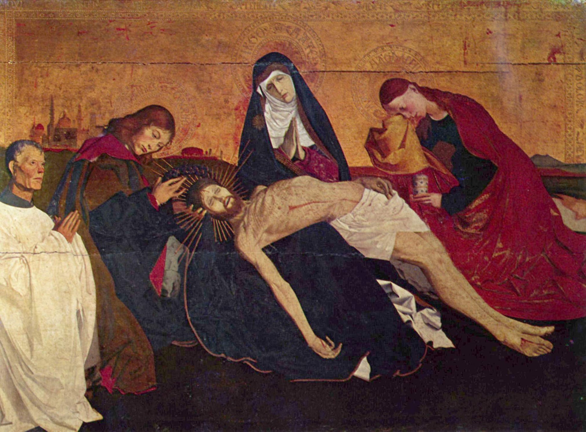 Pietà de Villeneuve-Lez-Avignon, vintage artwork by Enguerrand Quarton, A3 (16x12") Poster Print