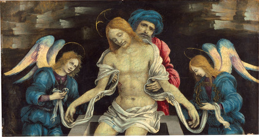 Pieta (The dead Christ Mourned by  Nicodemus and Two Angels), vintage artwork by Filippino Lippi, A3 (16x12") Poster Print