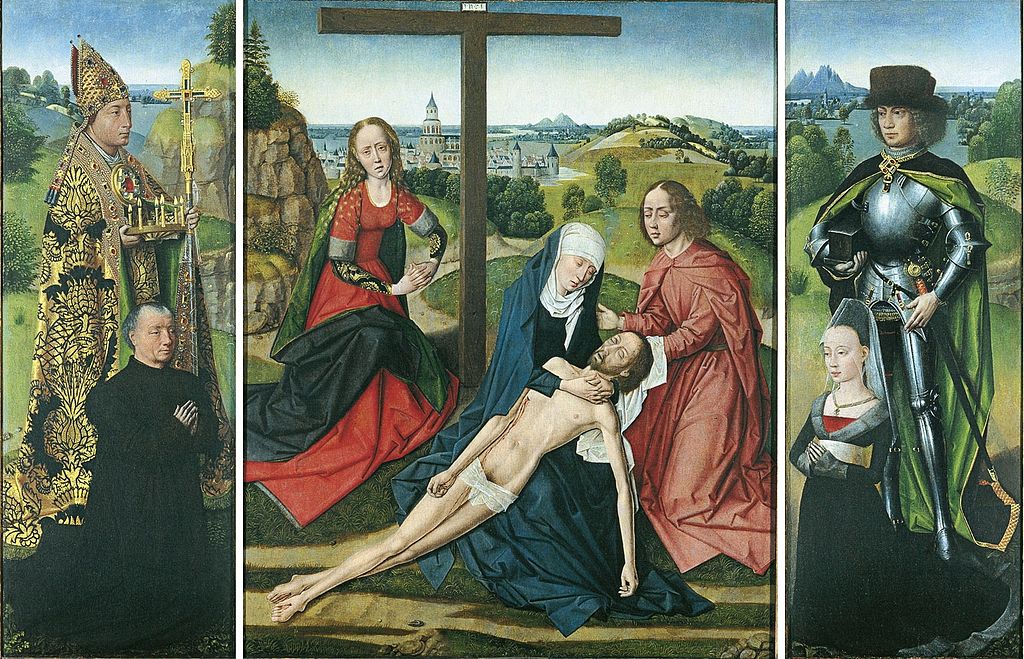 Pietà (Triptych), vintage artwork by Master of the Legend of Saint Lucy, A3 (16x12") Poster Print