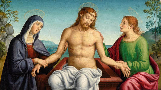 Pietà with the Madonna and Saint John the Evangelist, vintage artwork by Giovanni di Pietro, A3 (16x12") Poster Print