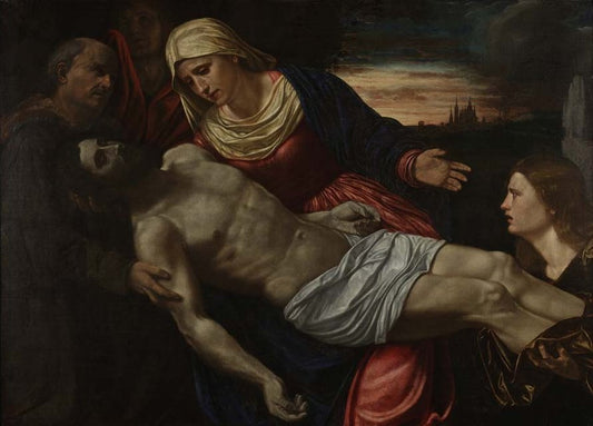 Pietà with Three Saints, vintage artwork by Giovanni Girolamo Savoldo, A3 (16x12") Poster Print