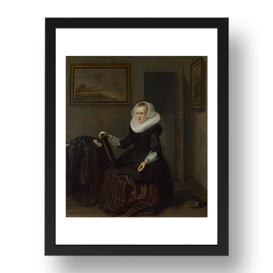 Pieter Codde: A Woman holding a Mirror, Poster in 17x13"(A3) Frame