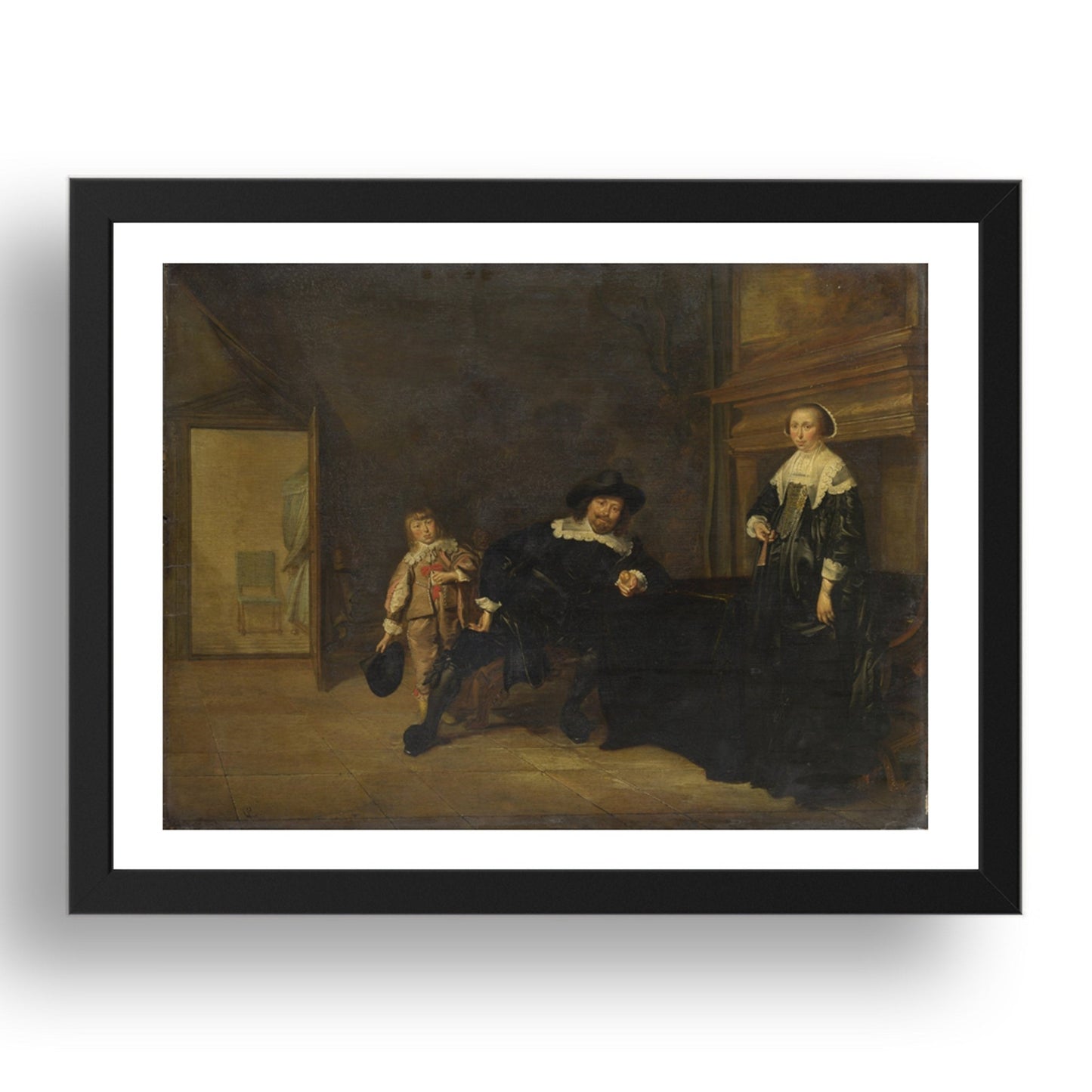 Pieter Codde: Portrait of a Man, a Woman and a Boy in a Room, Poster in 17x13"(A3) Frame