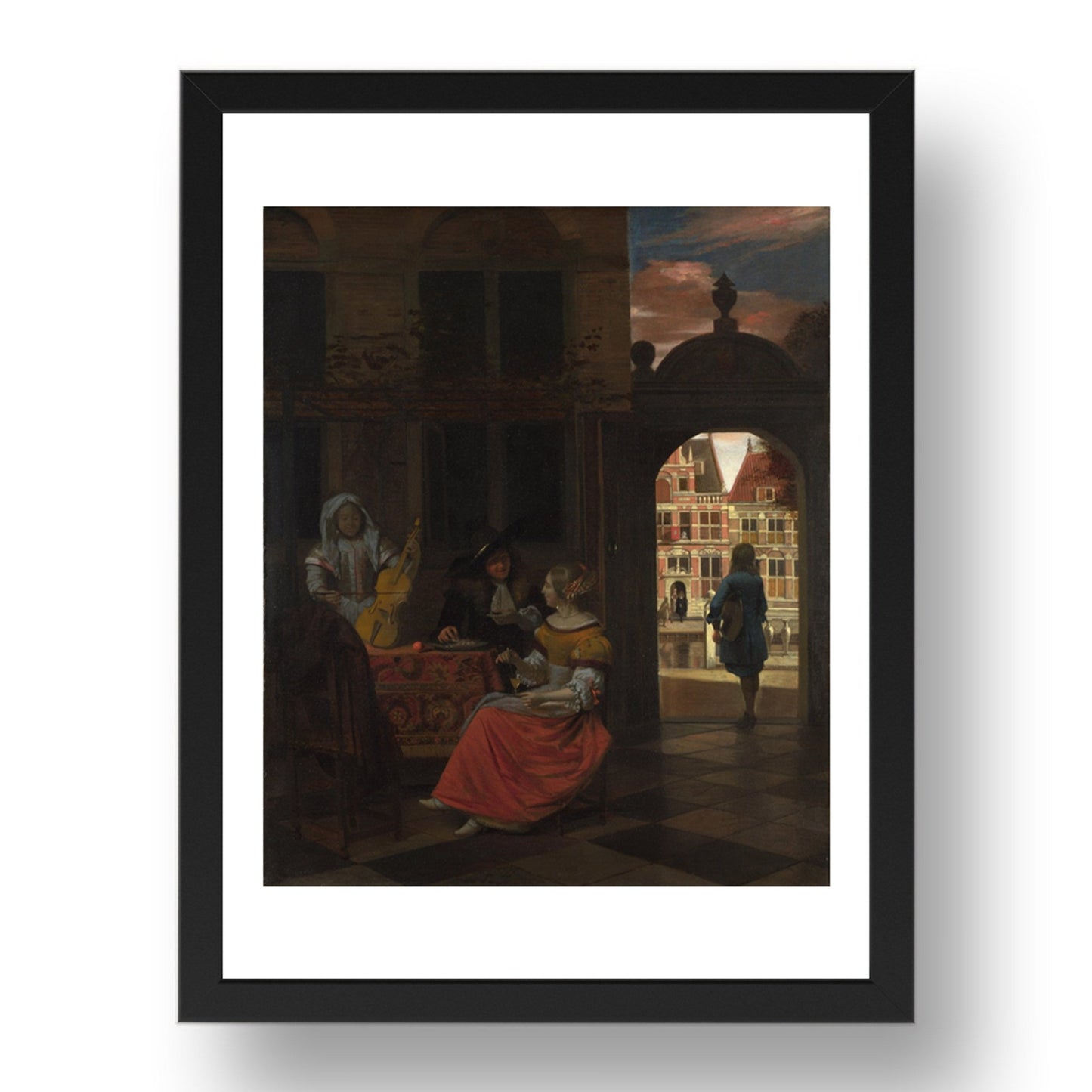 Pieter de Hooch: A Musical Party in a Courtyard, Poster in 17x13"(A3) Frame