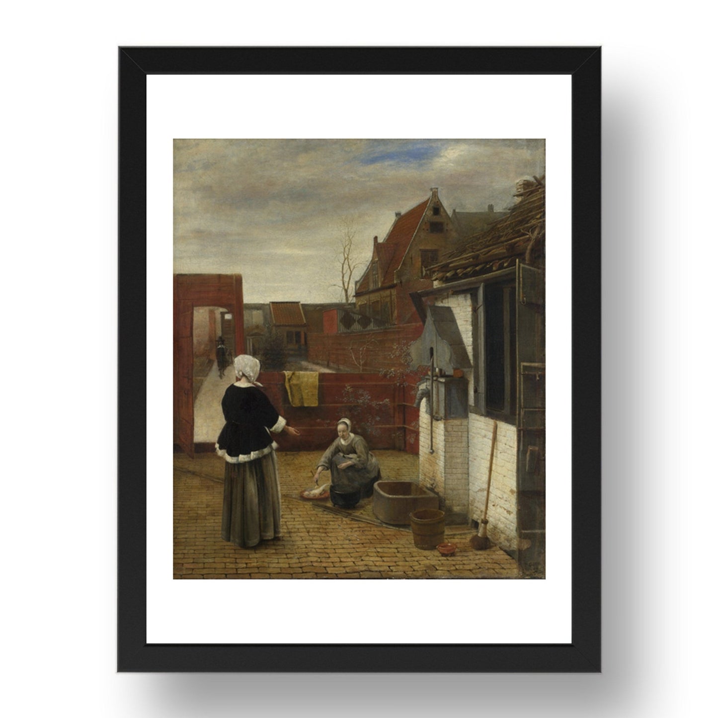 Pieter de Hooch: A Woman and her Maid in a Courtyard, Poster in 17x13"(A3) Frame
