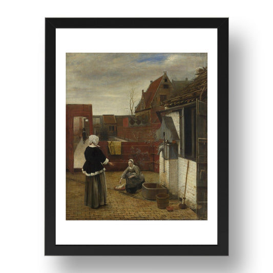 Pieter de Hooch: A Woman and her Maid in a Courtyard, Poster in 17x13"(A3) Frame