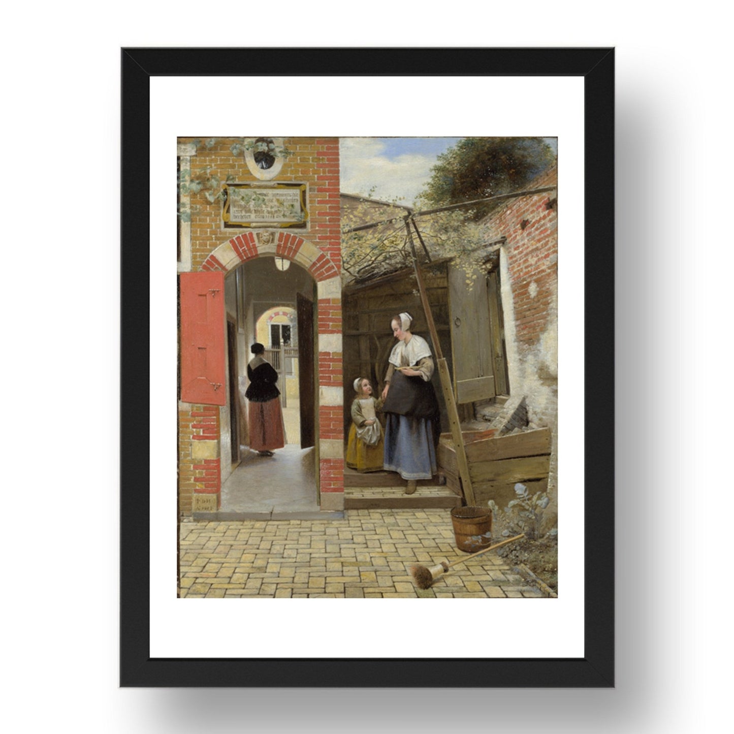 Pieter de Hooch: The Courtyard of a House in Delft, Poster in 17x13"(A3) Frame