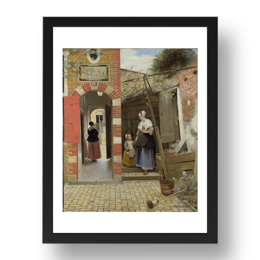 Pieter de Hooch: The Courtyard of a House in Delft, Poster in 17x13"(A3) Frame
