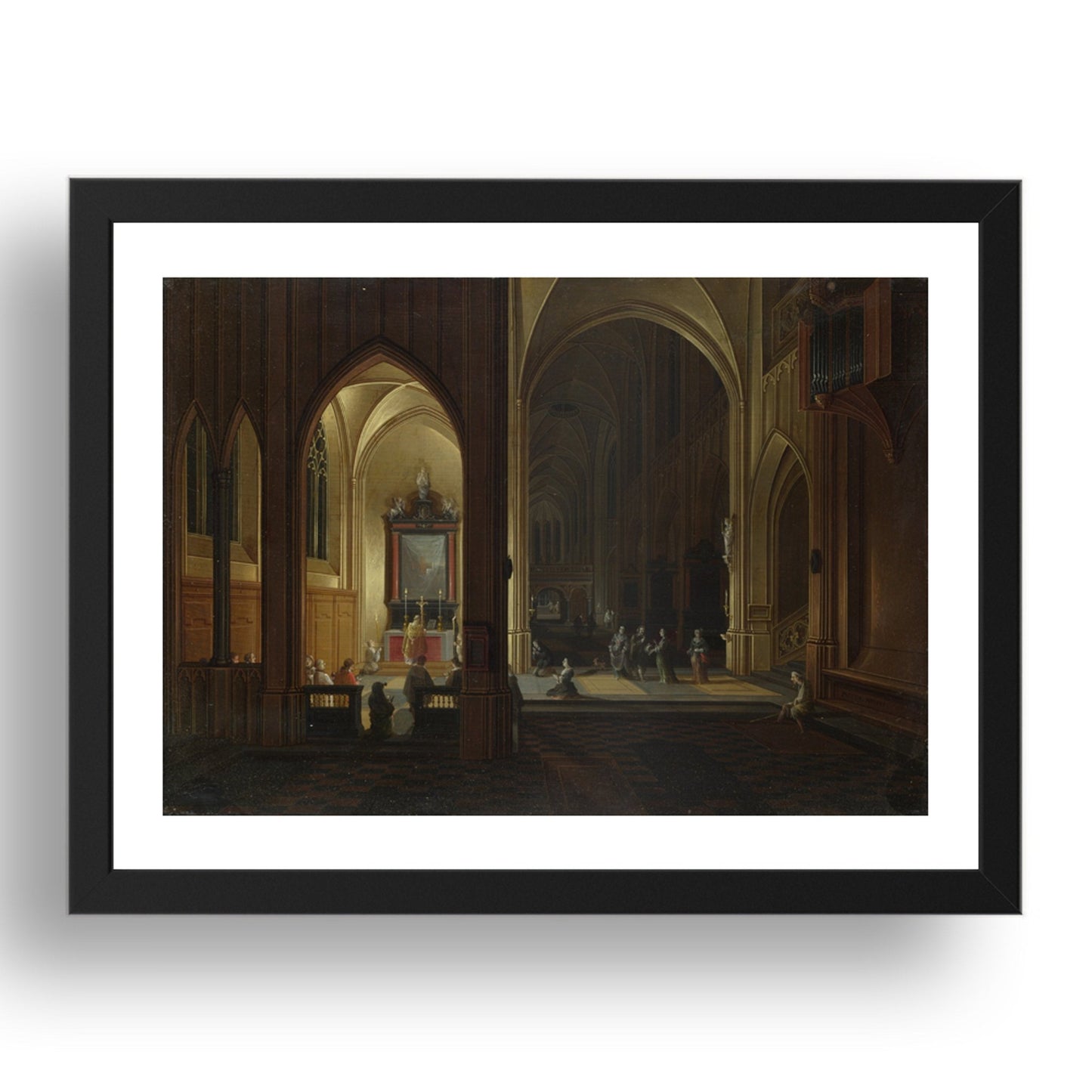 Pieter Neeffs the Elder and Bonaventura Peeters the Elder: An Evening Service in a Church, Poster in 17x13"(A3) Frame