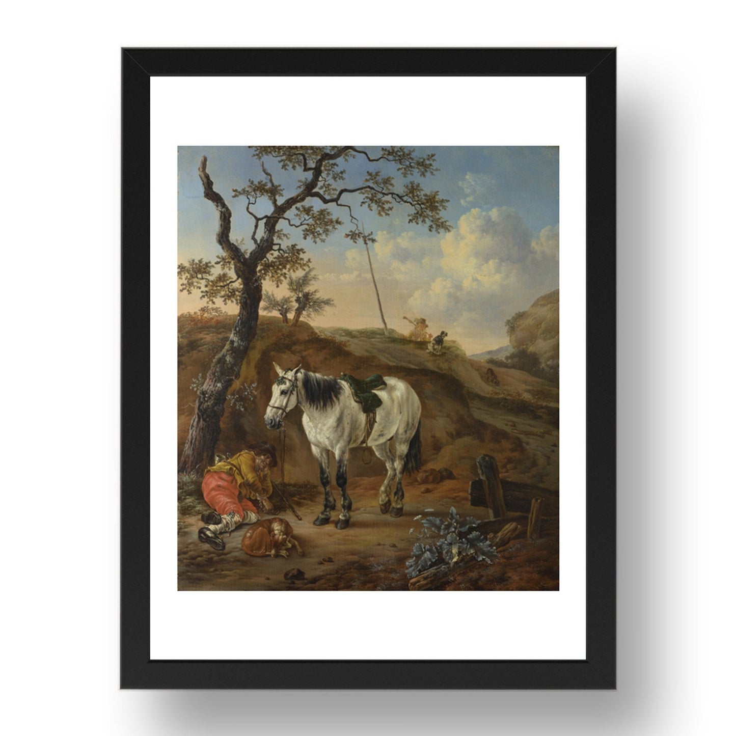 Pieter Verbeeck: A White Horse standing by a Sleeping Man, Poster in 17x13"(A3) Frame