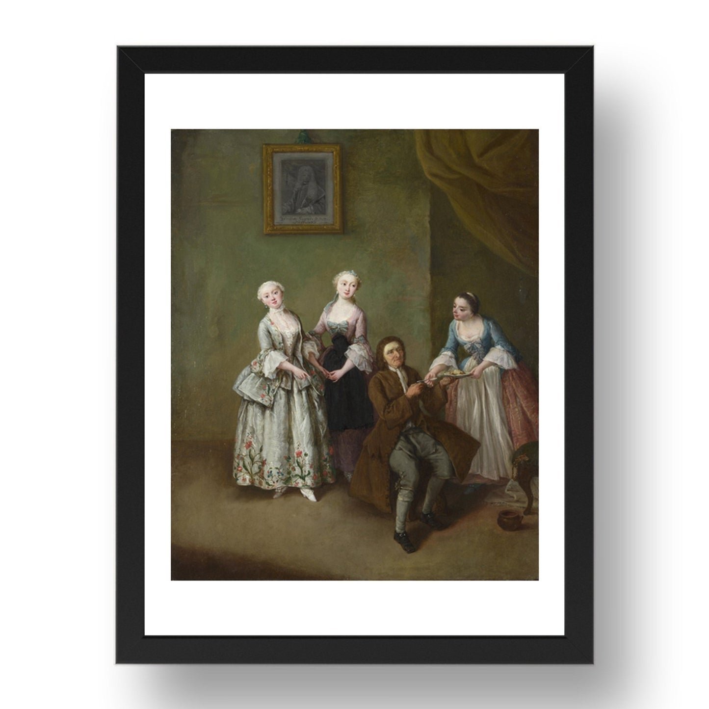 Pietro Longhi: An Interior with Three Women and a Seated Man, Poster in 17x13"(A3) Frame