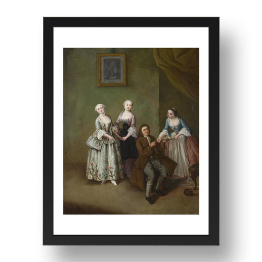 Pietro Longhi: An Interior with Three Women and a Seated Man, Poster in 17x13"(A3) Frame