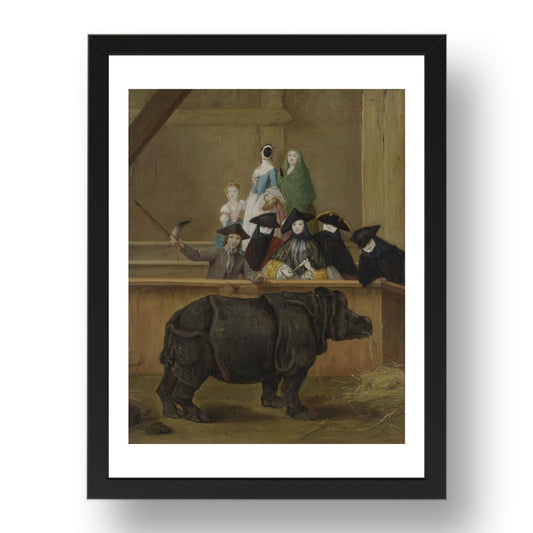 Pietro Longhi: Exhibition of a Rhinoceros at Venice, Poster in 17x13"(A3) Frame