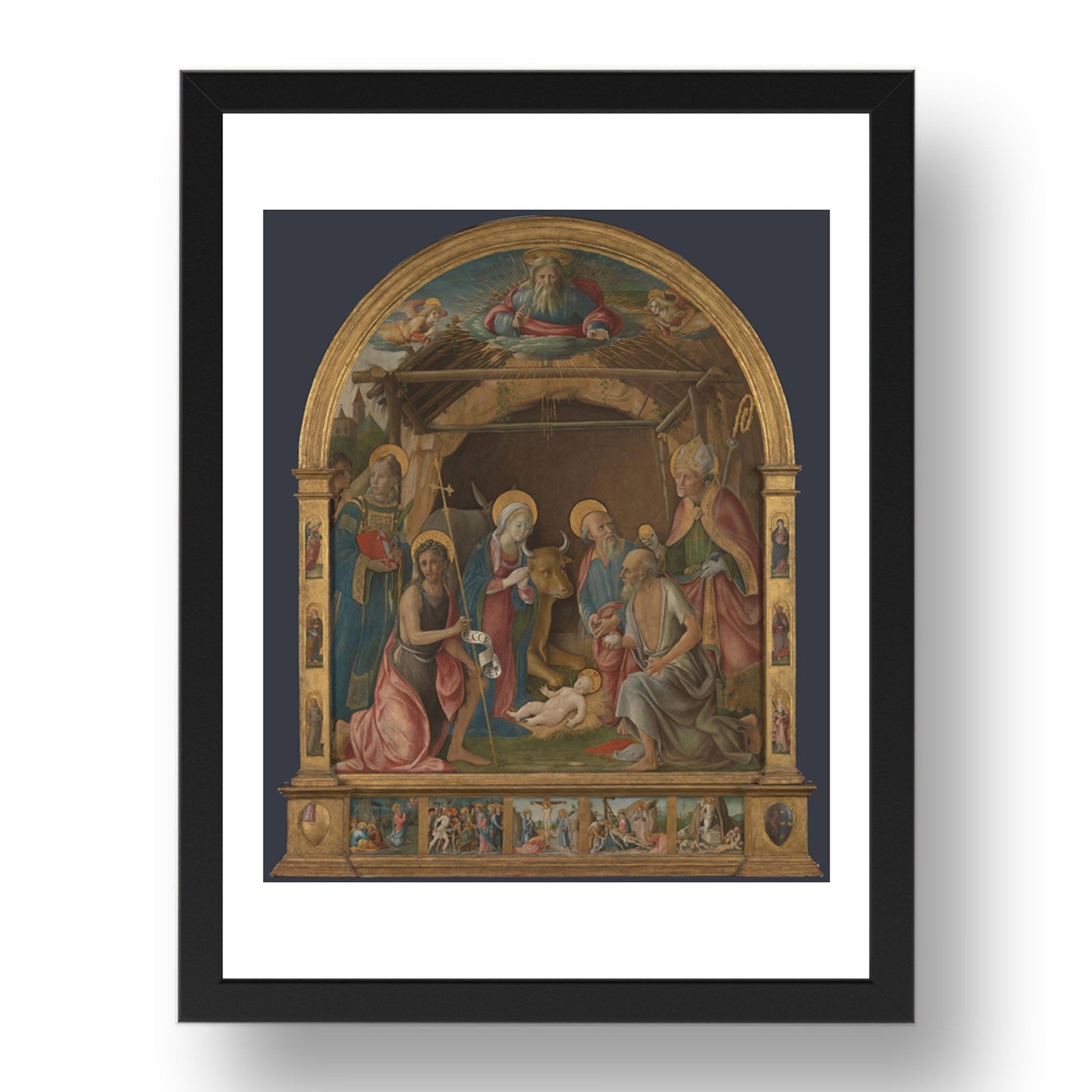 Pietro Orioli: The Nativity with Saints Altarpiece, Poster in 17x13"(A3) Frame