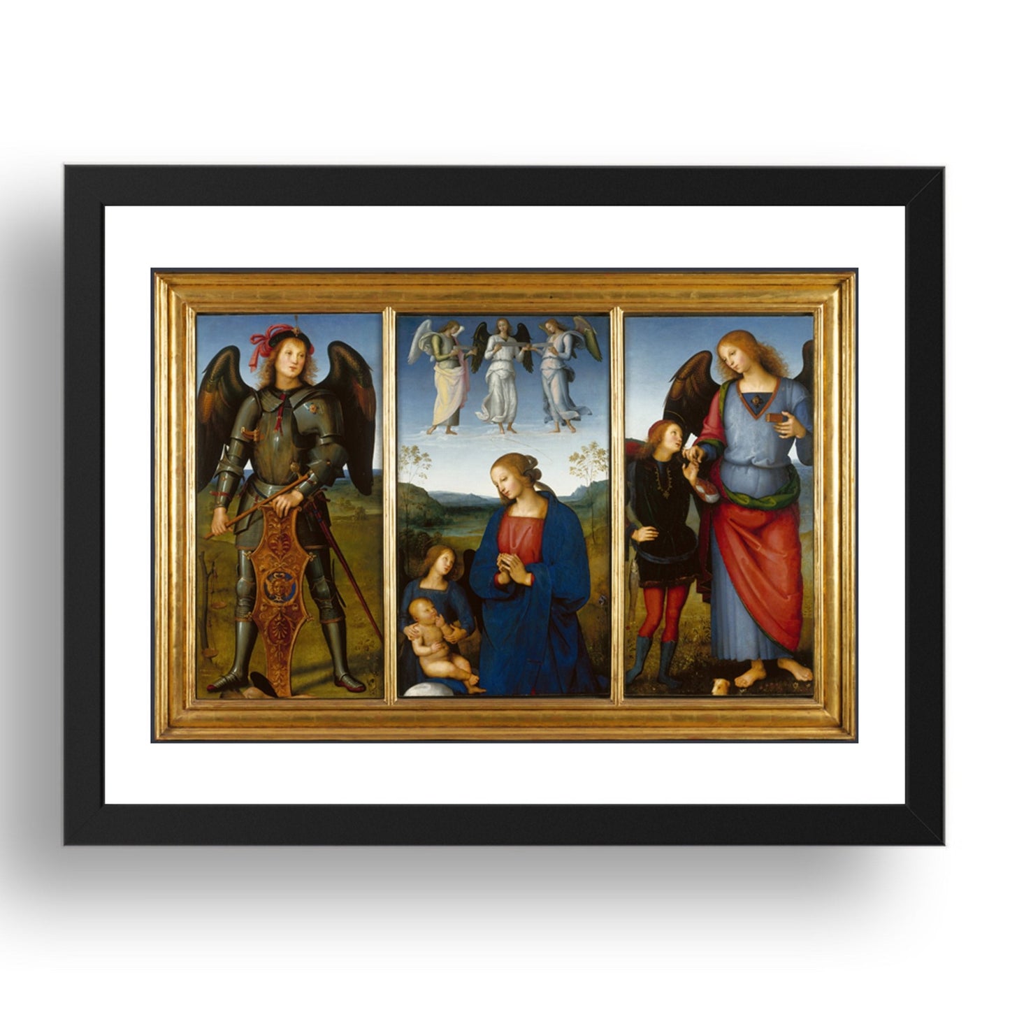 Pietro Perugino: Three Panels from an Altarpiece, Certosa, Poster in 17x13"(A3) Frame