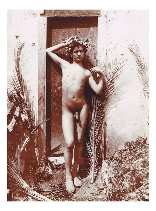 Pinello fleurs dans les cheveux, vers 1895, historic photo by Wilhelm von Gloeden, 16x12"(A3) Poster