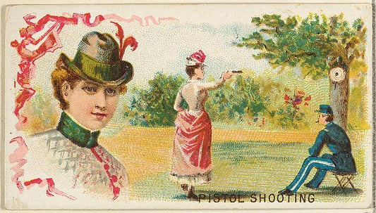 :Pistol Shooting from the Games and Sports series for Old Judge Cigarettes 1889, vintage artwork, 16x12"(A3) Poster Print