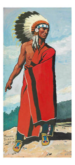 plains indian in war bonnet by Maynard Dixon, Classic American Western Art, 16x12" (A3) Poster Print
