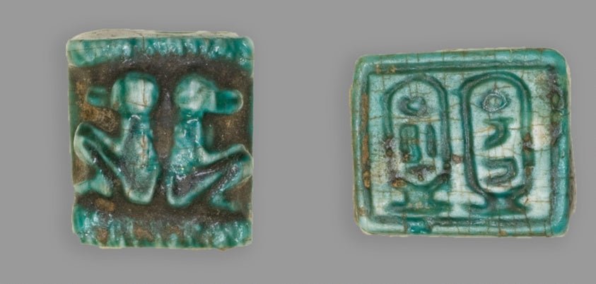 Plaque by  Two Baboons Back to Back/Cartouches by  Egyptian, 23x16"( A2 size) Poster Print