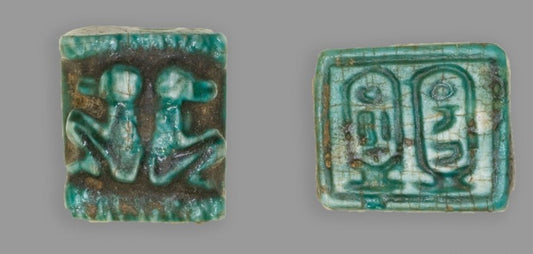 Plaque by  Two Baboons Back to Back/Cartouches by  Egyptian, 23x16"( A2 size) Poster Print