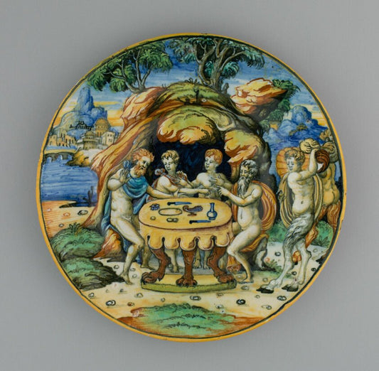 Plate with Theseus in the House of Achelous, from the Lancierini Service by  Italian; Urbino,23x16"( A2 size ) Poster Print
