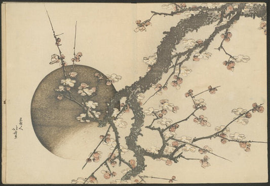 Plum Blossom and the Moon from the Book Mount Fuji in Spring (Haru no Fuji) by  Katsushika Hokusai, 23x16"( A2 size) Poster Print