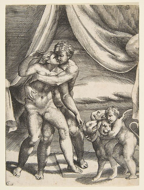 Pluto and Proserpine  from 'The Loves of the Gods' c1531–76-Gi, vintage art, A3 (16x12") Poster Print