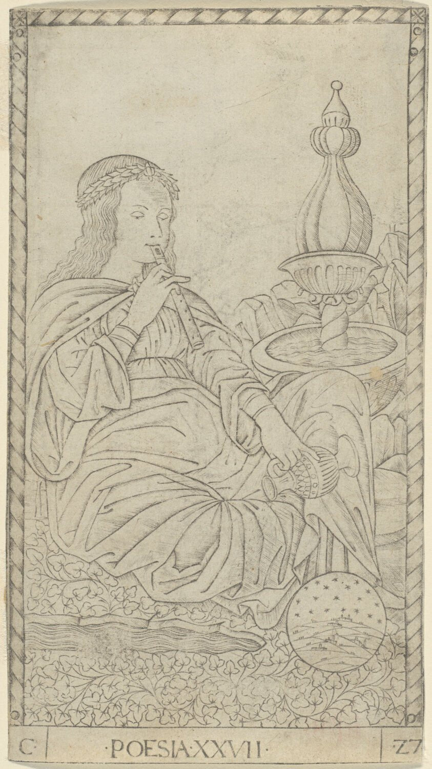 Poetry, plate 27 from Arts and Sciences by  Master of the E-Series Tarocchi, 23x16"( A2 size) Poster Print