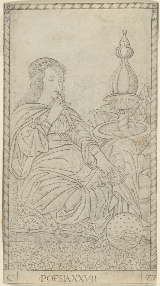 Poetry, plate 27 from Arts and Sciences by  Master of the E-Series Tarocchi, 23x16"( A2 size) Poster Print