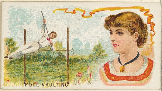 :Pole Vaulting from the Games and Sports series for Old Judge Cigarettes 1889, vintage artwork, 16x12"(A3) Poster Print