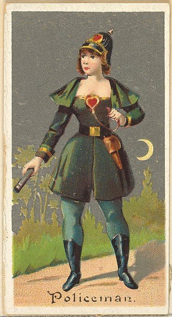 :Policeman from the Occupations for Women series for Old Judge and Dogs Head Cigarettes 1887, vintage artwork, 16x12"(A3) Poster Print