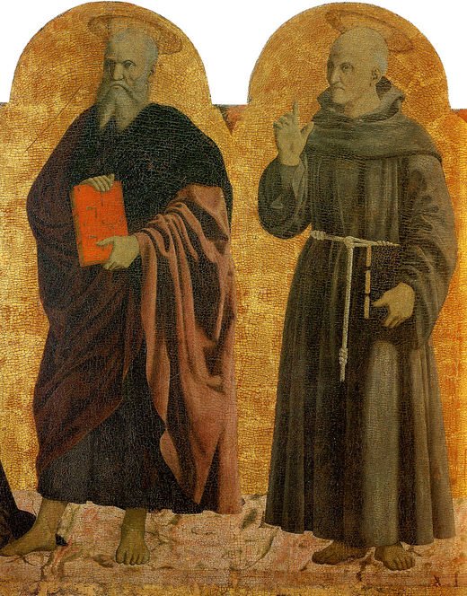 Polyptych of the Misericordia - Sts. John the Evangelist and Bernard, vintage artwork by Piero della Francesca, A3 (16x12") Poster Print