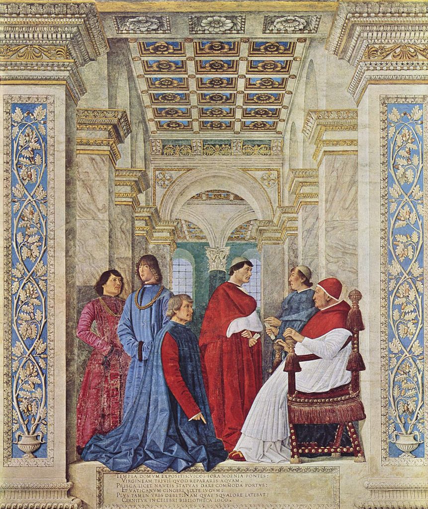 Pope Sixtus IV appoints Bartolomeo Platina prefect of the Vatican Library, vintage artwork by Melozzo da Forlì, A3 (16x12") Poster Print