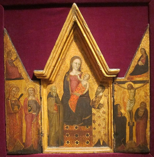 Portable Triptych, vintage artwork by Attributed to Maso di Banco, 12x8" (A4) Poster