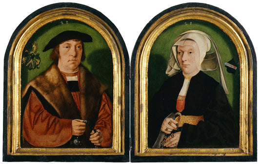 Portrait Diptych of Gerhard and Anna Pilgrum, vintage artwork by Bartholomäeus Bruyn the Elder, A3 (16x12") Poster Print